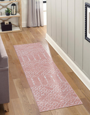 Rose Pink 2' x 9' 10 Paxon Trellis Runner Area Rug Geometric Durable Stain Resistant Easy Clean Carpet for Modern Interior Home Decor for Sale at Rug Engine