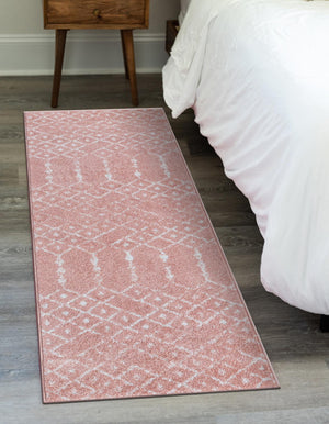 Rose Pink 2' x 9' 10 Paxon Trellis Runner Area Rug Geometric Durable Stain Resistant Easy Clean Carpet for Modern Interior Home Decor for Sale at Rug Engine
