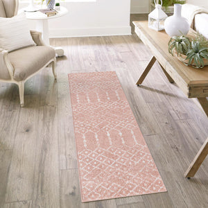 Rose Pink 2' 11 x 13' Paxon Trellis Runner Area Rug Geometric Durable Stain Resistant Easy Clean Carpet for Modern Interior Home Decor for Sale at Rug Engine