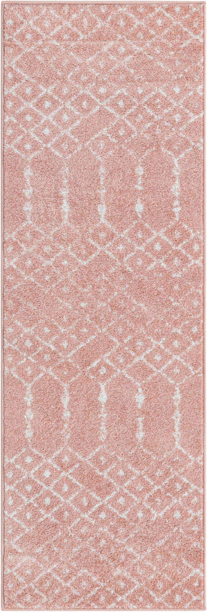 Rose Pink 2' x 6' Paxon Trellis Runner Area Rug Geometric Durable Stain Resistant Easy Clean Carpet for Modern Interior Home Decor for Sale at Rug Engine