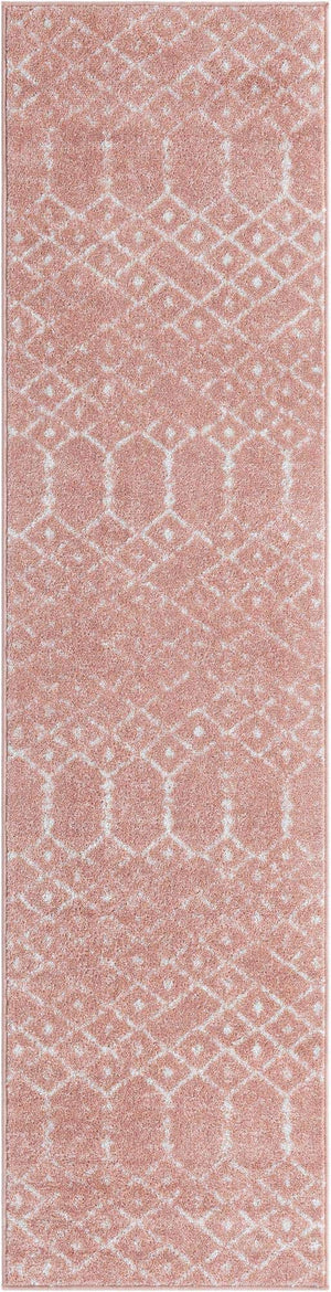 Rose Pink 2' x 8' Paxon Trellis Runner Area Rug Geometric Durable Stain Resistant Easy Clean Carpet for Modern Interior Home Decor for Sale at Rug Engine