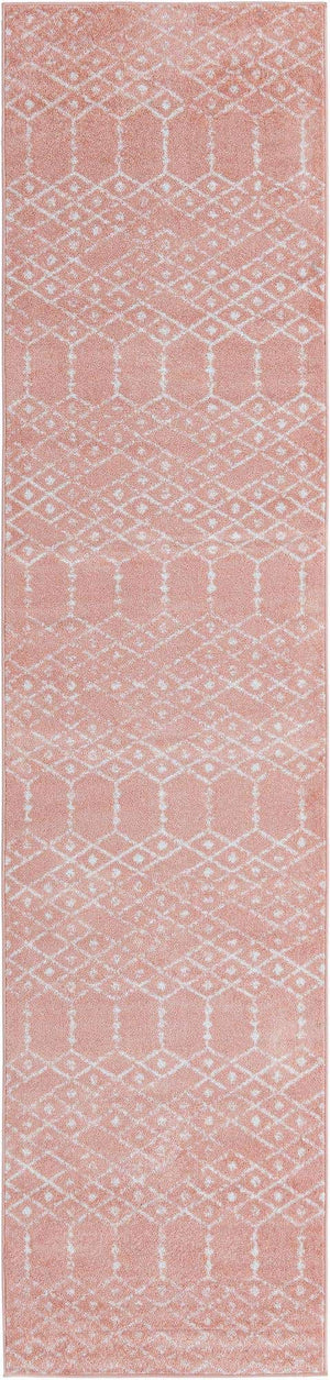 Rose Pink 2' 11 x 13' Paxon Trellis Runner Area Rug Geometric Durable Stain Resistant Easy Clean Carpet for Modern Interior Home Decor for Sale at Rug Engine