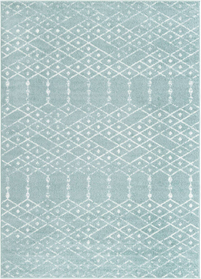Aqua 10' x 14' Paxon Trellis Rectangle Area Rug Geometric Durable Stain Resistant Easy Clean Carpet for Modern Interior Home Decor for Sale at Rug Engine