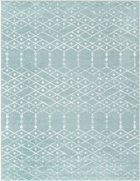 Aqua 9' x 12' Paxon Trellis Rectangle Area Rug Geometric Durable Stain Resistant Easy Clean Carpet for Modern Interior Home Decor for Sale at Rug Engine