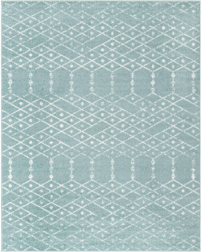 Aqua 7' 10 x 10' Paxon Trellis Rectangle Area Rug Geometric Durable Stain Resistant Easy Clean Carpet for Modern Interior Home Decor for Sale at Rug Engine
