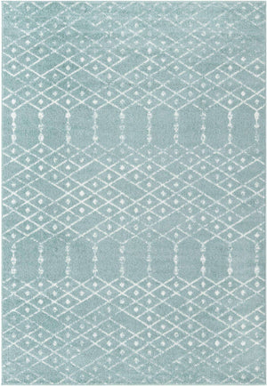 Aqua 7' x 10' Paxon Trellis Rectangle Area Rug Geometric Durable Stain Resistant Easy Clean Carpet for Modern Interior Home Decor for Sale at Rug Engine