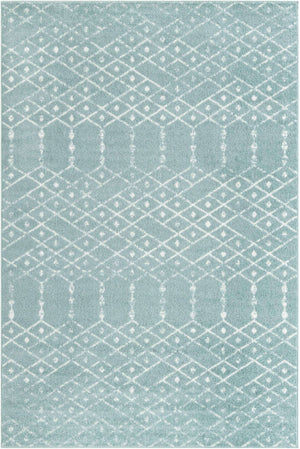 Aqua 6' x 9' Paxon Trellis Rectangle Area Rug Geometric Durable Stain Resistant Easy Clean Carpet for Modern Interior Home Decor for Sale at Rug Engine