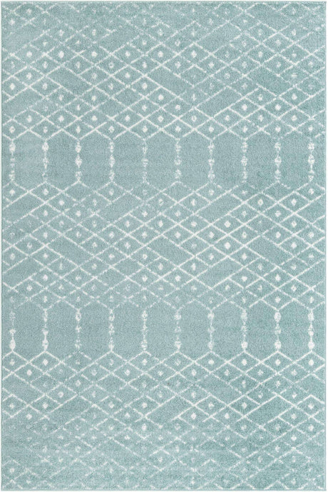 Aqua 6' x 9' Paxon Trellis Rectangle Area Rug Geometric Durable Stain Resistant Easy Clean Carpet for Modern Interior Home Decor for Sale at Rug Engine