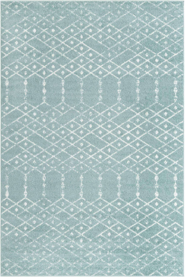 Aqua 6' x 9' Paxon Trellis Rectangle Area Rug Geometric Durable Stain Resistant Easy Clean Carpet for Modern Interior Home Decor for Sale at Rug Engine