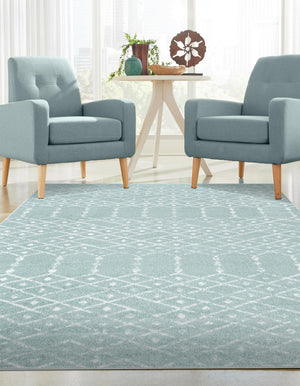 Aqua 10' x 13' Paxon Trellis Rectangle Area Rug Geometric Durable Stain Resistant Easy Clean Carpet for Modern Interior Home Decor for Sale at Rug Engine