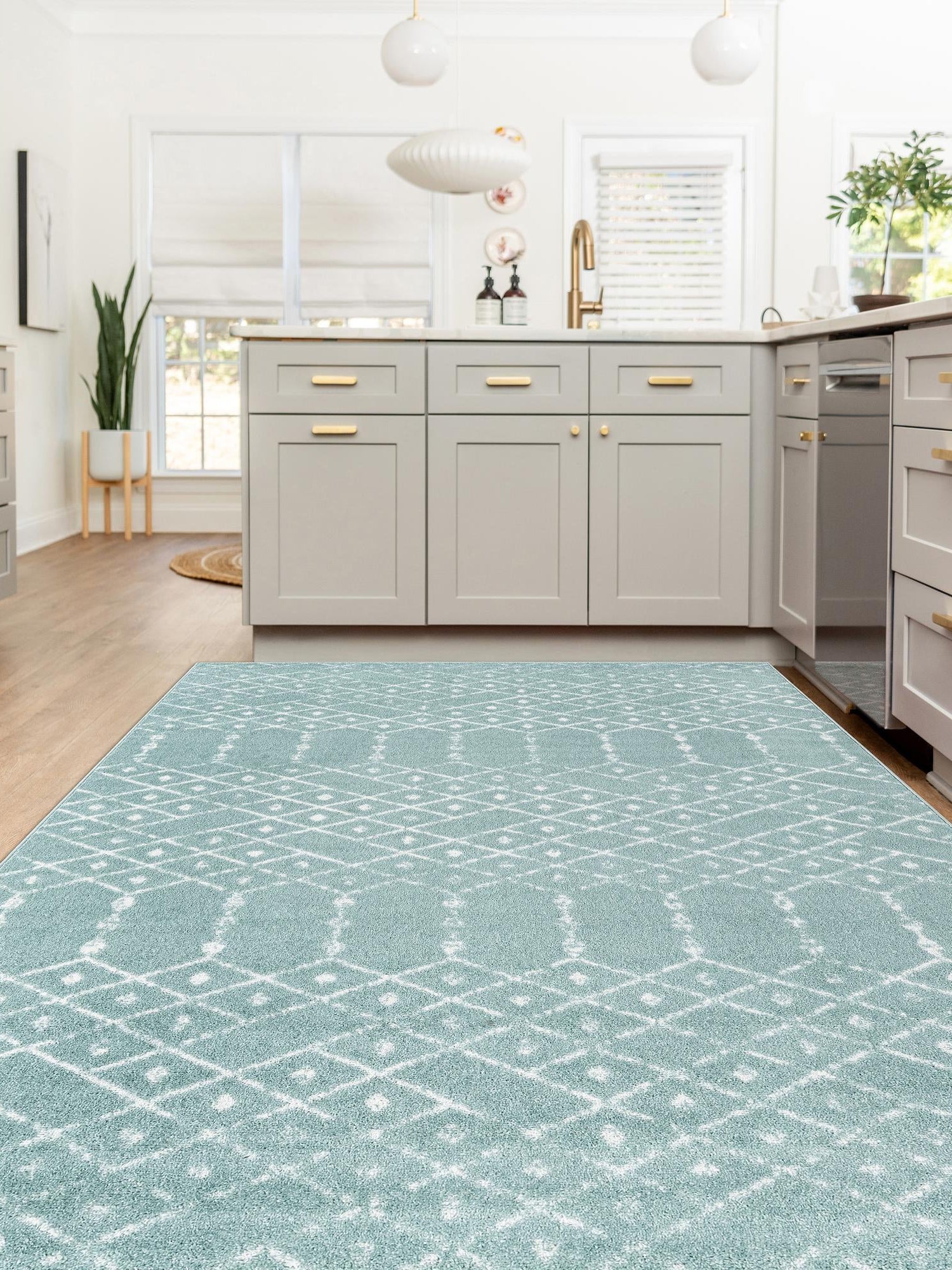 Aqua 9' x 12' Paxon Trellis Rectangle Area Rug Geometric Durable Stain Resistant Easy Clean Carpet for Modern Interior Home Decor for Sale at Rug Engine