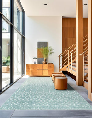 Aqua 10' x 14' Paxon Trellis Rectangle Area Rug Geometric Durable Stain Resistant Easy Clean Carpet for Modern Interior Home Decor for Sale at Rug Engine