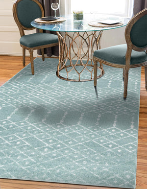 Aqua 6' x 9' Paxon Trellis Rectangle Area Rug Geometric Durable Stain Resistant Easy Clean Carpet for Modern Interior Home Decor for Sale at Rug Engine