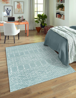 Aqua 10' x 13' Paxon Trellis Rectangle Area Rug Geometric Durable Stain Resistant Easy Clean Carpet for Modern Interior Home Decor for Sale at Rug Engine
