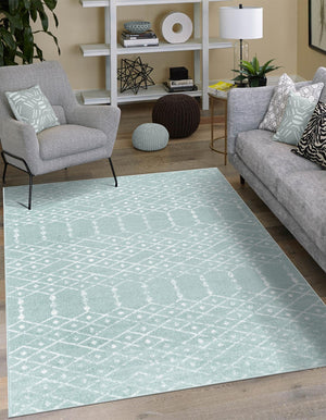 Aqua 10' x 13' Paxon Trellis Rectangle Area Rug Geometric Durable Stain Resistant Easy Clean Carpet for Modern Interior Home Decor for Sale at Rug Engine