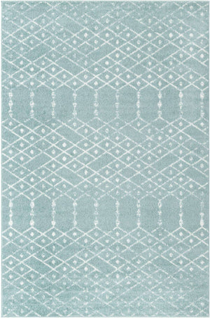 Aqua 5' 3 x 8' Paxon Trellis Rectangle Area Rug Geometric Durable Stain Resistant Easy Clean Carpet for Modern Interior Home Decor for Sale at Rug Engine