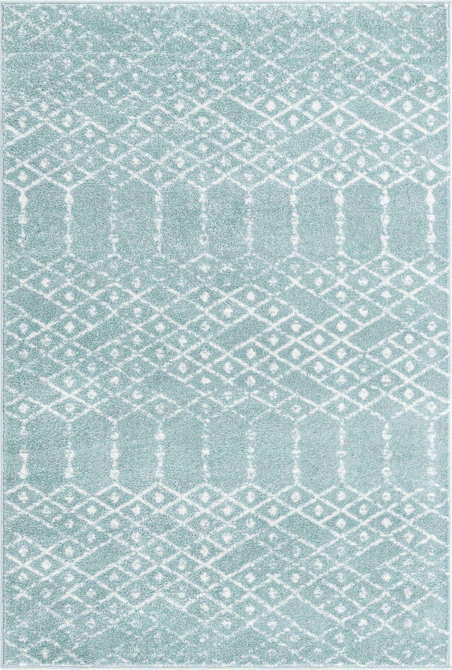 Aqua 4' x 6' Paxon Trellis Rectangle Area Rug Geometric Durable Stain Resistant Easy Clean Carpet for Modern Interior Home Decor for Sale at Rug Engine