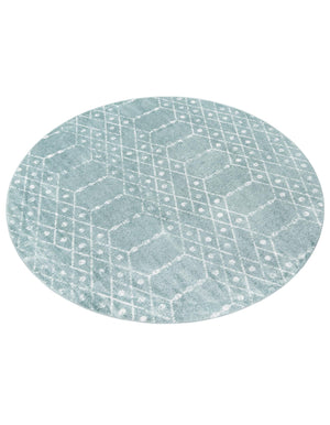 Aqua 7' 10 x 7' 10 Paxon Trellis Round Area Rug Geometric Durable Stain Resistant Easy Clean Carpet for Modern Interior Home Decor for Sale at Rug Engine