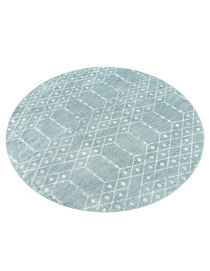 Aqua 7' 10 x 7' 10 Paxon Trellis Round Area Rug Geometric Durable Stain Resistant Easy Clean Carpet for Modern Interior Home Decor for Sale at Rug Engine