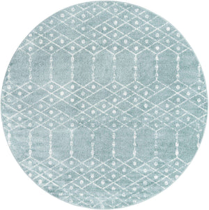 Aqua 5' 3 x 5' 3 Paxon Trellis Round Area Rug Geometric Durable Stain Resistant Easy Clean Carpet for Modern Interior Home Decor for Sale at Rug Engine