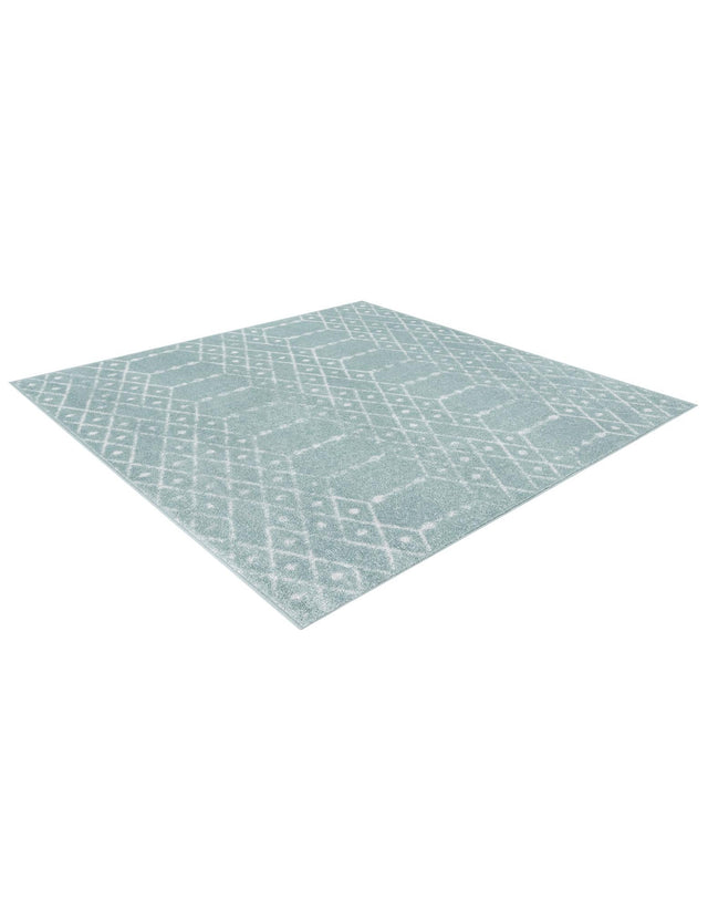 Aqua 7' 10 x 7' 10 Paxon Trellis Square Area Rug Geometric Durable Stain Resistant Easy Clean Carpet for Modern Interior Home Decor for Sale at Rug Engine