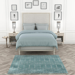 Aqua 10' x 10' Paxon Trellis Square Area Rug Geometric Durable Stain Resistant Easy Clean Carpet for Modern Interior Home Decor for Sale at Rug Engine