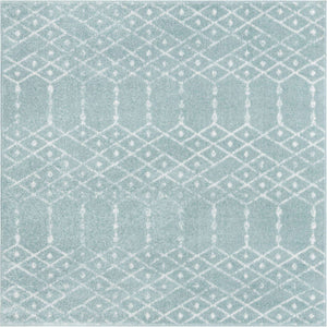 Aqua 5' 3 x 5' 3 Paxon Trellis Square Area Rug Geometric Durable Stain Resistant Easy Clean Carpet for Modern Interior Home Decor for Sale at Rug Engine