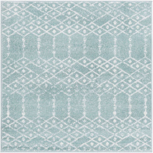 Aqua 4' x 4' Paxon Trellis Square Area Rug Geometric Durable Stain Resistant Easy Clean Carpet for Modern Interior Home Decor for Sale at Rug Engine