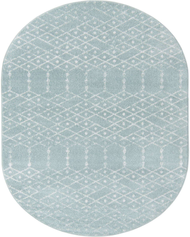 Aqua 7' 10 x 10' Paxon Trellis Oval Area Rug Geometric Durable Stain Resistant Easy Clean Carpet for Modern Interior Home Decor for Sale at Rug Engine