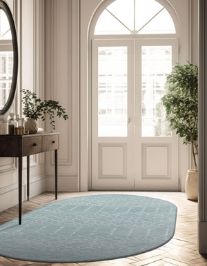 Aqua 7' 10 x 10' Paxon Trellis Oval Area Rug Geometric Durable Stain Resistant Easy Clean Carpet for Modern Interior Home Decor for Sale at Rug Engine