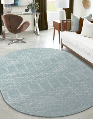 Aqua 7' 10 x 10' Paxon Trellis Oval Area Rug Geometric Durable Stain Resistant Easy Clean Carpet for Modern Interior Home Decor for Sale at Rug Engine