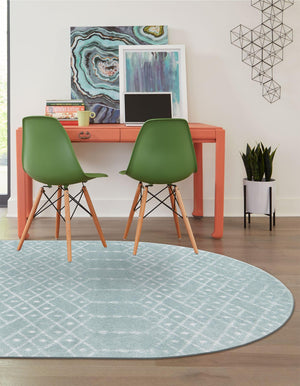 Aqua 7' 10 x 10' Paxon Trellis Oval Area Rug Geometric Durable Stain Resistant Easy Clean Carpet for Modern Interior Home Decor for Sale at Rug Engine