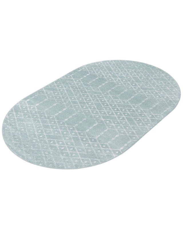 Aqua 5' 3 x 8' Paxon Trellis Oval Area Rug Geometric Durable Stain Resistant Easy Clean Carpet for Modern Interior Home Decor for Sale at Rug Engine