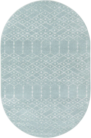 Aqua 5' 3 x 8' Paxon Trellis Oval Area Rug Geometric Durable Stain Resistant Easy Clean Carpet for Modern Interior Home Decor for Sale at Rug Engine
