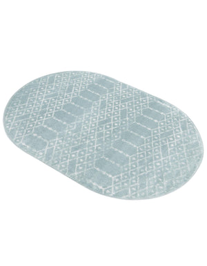 Aqua 4' x 6' Paxon Trellis Oval Area Rug Geometric Durable Stain Resistant Easy Clean Carpet for Modern Interior Home Decor for Sale at Rug Engine