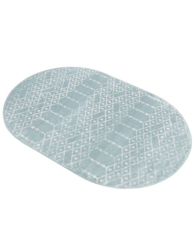 Aqua 4' x 6' Paxon Trellis Oval Area Rug Geometric Durable Stain Resistant Easy Clean Carpet for Modern Interior Home Decor for Sale at Rug Engine