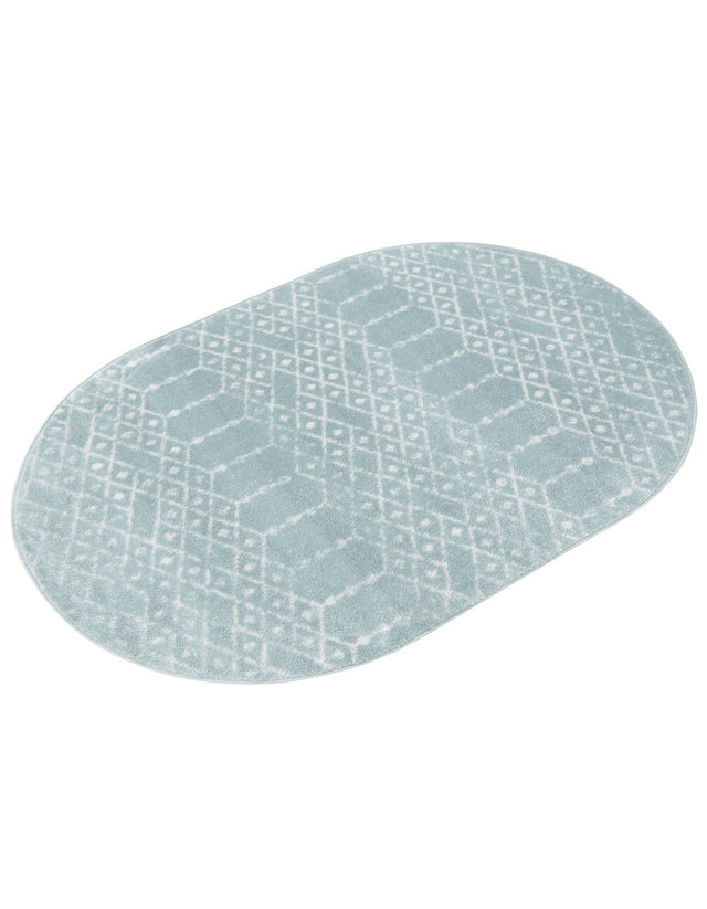 Aqua 4' x 6' Paxon Trellis Oval Area Rug Geometric Durable Stain Resistant Easy Clean Carpet for Modern Interior Home Decor for Sale at Rug Engine