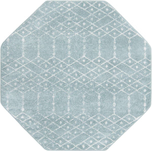 Aqua 7' 10 x 7' 10 Paxon Trellis Octagon Area Rug Geometric Durable Stain Resistant Easy Clean Carpet for Modern Interior Home Decor for Sale at Rug Engine