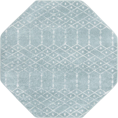 Aqua 7' 10 x 7' 10 Paxon Trellis Octagon Area Rug Geometric Durable Stain Resistant Easy Clean Carpet for Modern Interior Home Decor for Sale at Rug Engine