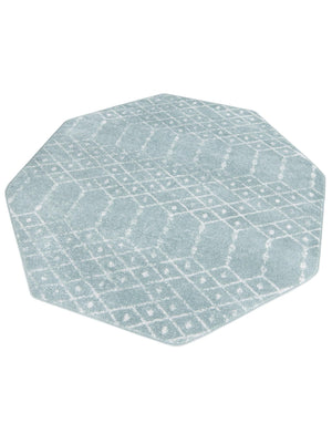Aqua 5' 3 x 5' 3 Paxon Trellis Octagon Area Rug Geometric Durable Stain Resistant Easy Clean Carpet for Modern Interior Home Decor for Sale at Rug Engine