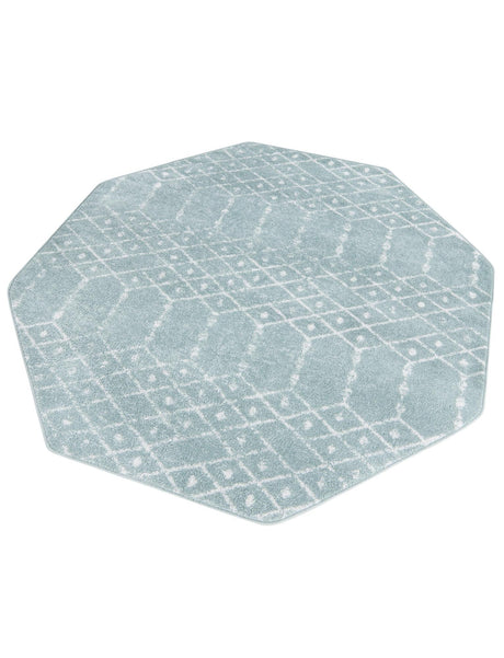 Aqua 5' 3 x 5' 3 Paxon Trellis Octagon Area Rug Geometric Durable Stain Resistant Easy Clean Carpet for Modern Interior Home Decor for Sale at Rug Engine