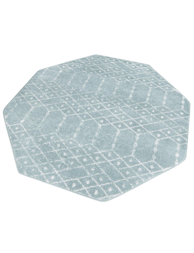 Aqua 5' 3 x 5' 3 Paxon Trellis Octagon Area Rug Geometric Durable Stain Resistant Easy Clean Carpet for Modern Interior Home Decor for Sale at Rug Engine