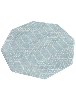 Aqua 5' 3 x 5' 3 Paxon Trellis Octagon Area Rug Geometric Durable Stain Resistant Easy Clean Carpet for Modern Interior Home Decor for Sale at Rug Engine