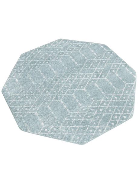 Aqua 5' 3 x 5' 3 Paxon Trellis Octagon Area Rug Geometric Durable Stain Resistant Easy Clean Carpet for Modern Interior Home Decor for Sale at Rug Engine