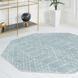 Aqua 7' 10 x 7' 10 Paxon Trellis Octagon Area Rug Geometric Durable Stain Resistant Easy Clean Carpet for Modern Interior Home Decor for Sale at Rug Engine