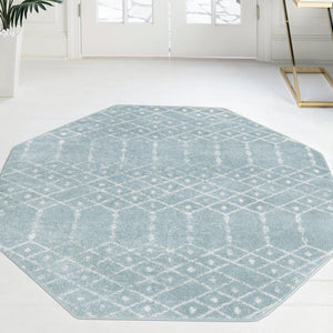 Aqua 7' 10 x 7' 10 Paxon Trellis Octagon Area Rug Geometric Durable Stain Resistant Easy Clean Carpet for Modern Interior Home Decor for Sale at Rug Engine