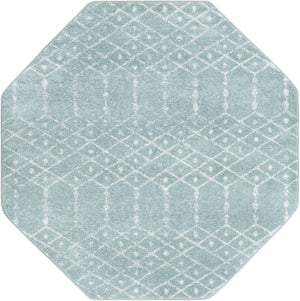Aqua 5' 3 x 5' 3 Paxon Trellis Octagon Area Rug Geometric Durable Stain Resistant Easy Clean Carpet for Modern Interior Home Decor for Sale at Rug Engine