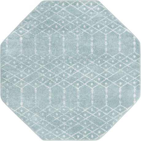 Aqua 5' 3 x 5' 3 Paxon Trellis Octagon Area Rug Geometric Durable Stain Resistant Easy Clean Carpet for Modern Interior Home Decor for Sale at Rug Engine