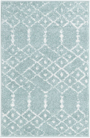 Aqua 2' x 3' Paxon Trellis Rectangle Area Rug Geometric Durable Stain Resistant Easy Clean Carpet for Modern Interior Home Decor for Sale at Rug Engine