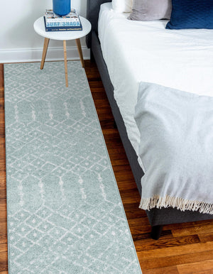 Aqua 2' 7 x 12' Paxon Trellis Runner Area Rug Geometric Durable Stain Resistant Easy Clean Carpet for Modern Interior Home Decor for Sale at Rug Engine